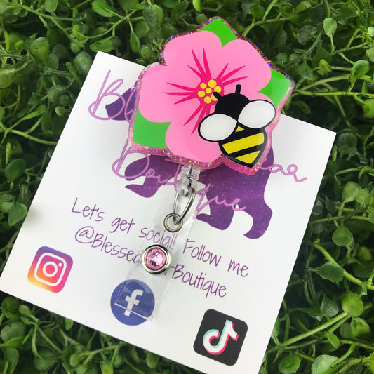 Flower and Bee Badge Reel