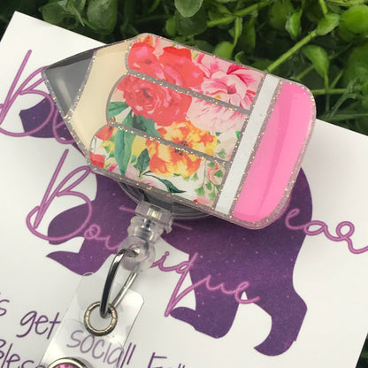 Floral Pencil Badge Reel