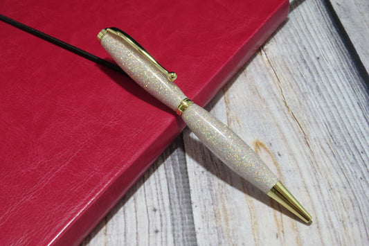 Champagne White Glitter Ballpoint Pen - Personalization Optional - Blessed Bear Boutique