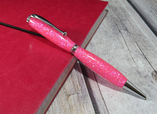 Hot Pink Glitter Pen - Personalization Optional - Blessed Bear Boutique