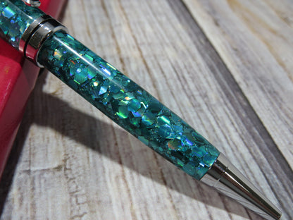 Turquoise Glitter Mix Ballpoint Pen - Personalization Optional - Blessed Bear Boutique