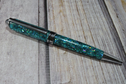 Turquoise Glitter Mix Ballpoint Pen - Personalization Optional - Blessed Bear Boutique