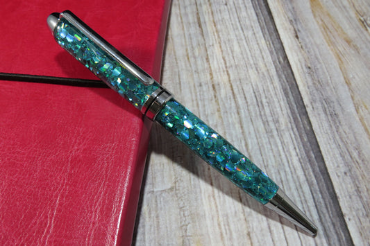 Turquoise Glitter Mix Ballpoint Pen - Personalization Optional - Blessed Bear Boutique