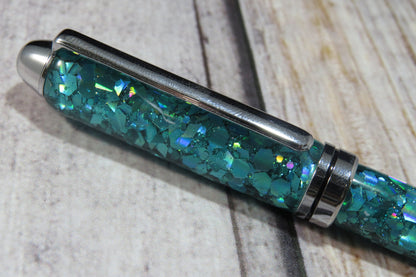 Turquoise Glitter Mix Ballpoint Pen - Personalization Optional - Blessed Bear Boutique