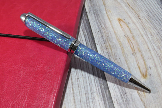 Blue Glitter Ballpoint Pen - Personalization Optional - Blessed Bear Boutique