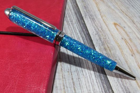 Blue Glitter Ballpoint Pen - Personalization Optional - Blessed Bear Boutique