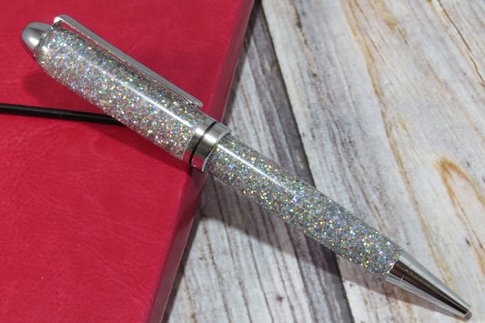 Silver Holographic Glitter Ballpoint Pen - Personalization Optional - Blessed Bear Boutique