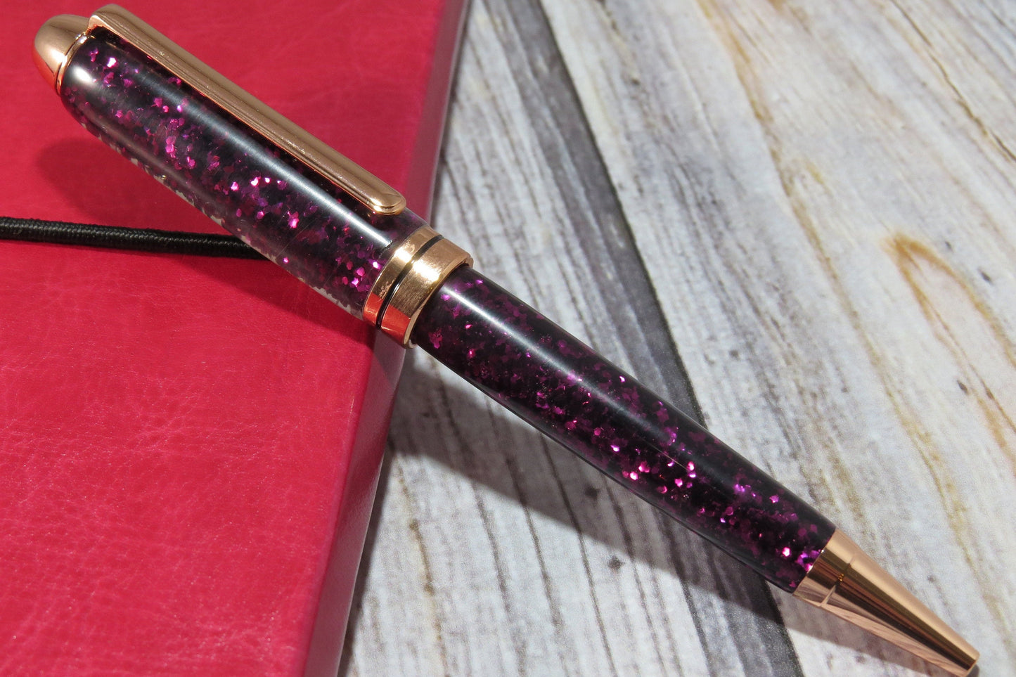 Maroon Glitter Ballpoint Pen - Personalization Optional - Blessed Bear Boutique