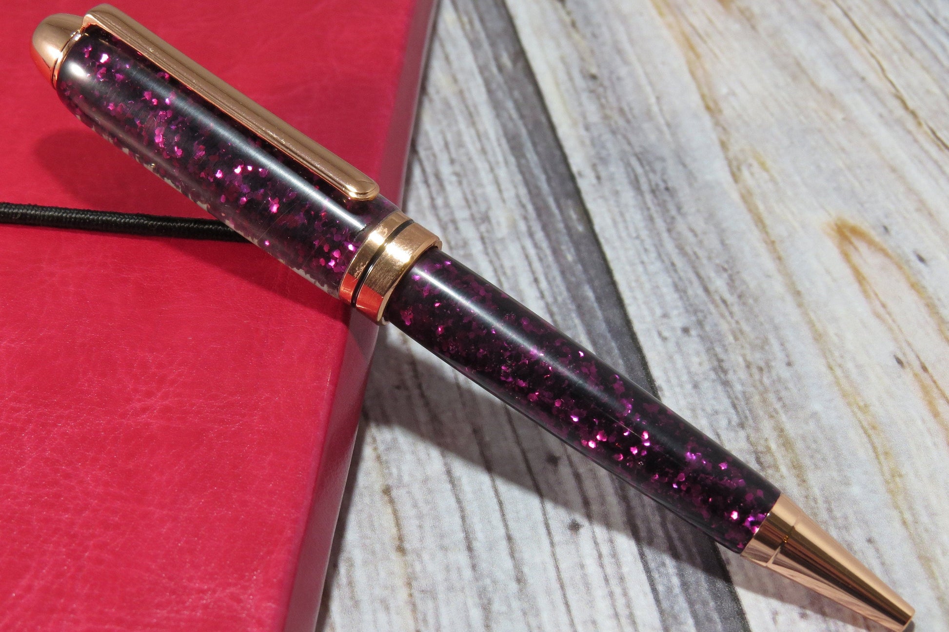 Maroon Glitter Ballpoint Pen - Personalization Optional - Blessed Bear Boutique