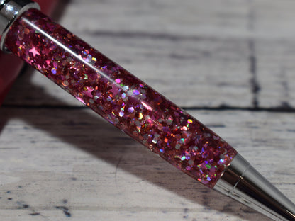 Rose Pink Chunky Glitter Mix Ballpoint Pen - Personalization Optional - Blessed Bear Boutique