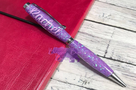 Purple Opal Mix Glitter Ballpoint Pen - Personalization Optional - Blessed Bear Boutique
