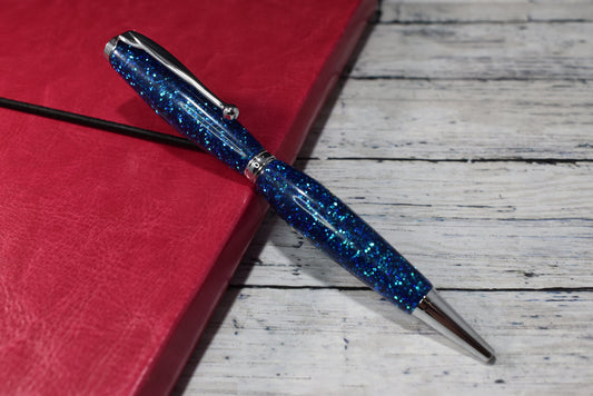 Blue Glitter Mix Ballpoint Pen - Personalization Optional - Blessed Bear Boutique