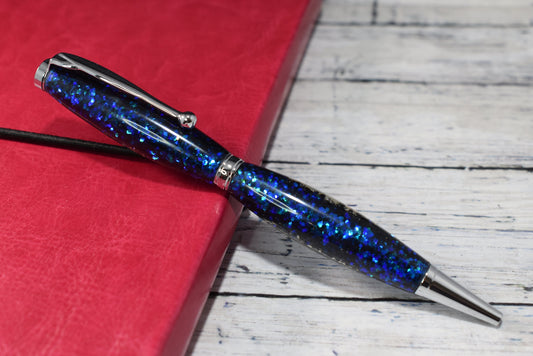 Dark Blue Glitter Refillable Ballpoint Pen - Blessed Bear Boutique