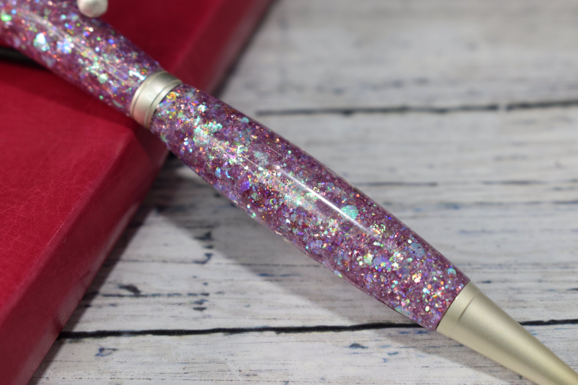 Pink Holographic Opal Glitter Mix Ballpoint Pen - Personalization Optional - Blessed Bear Boutique