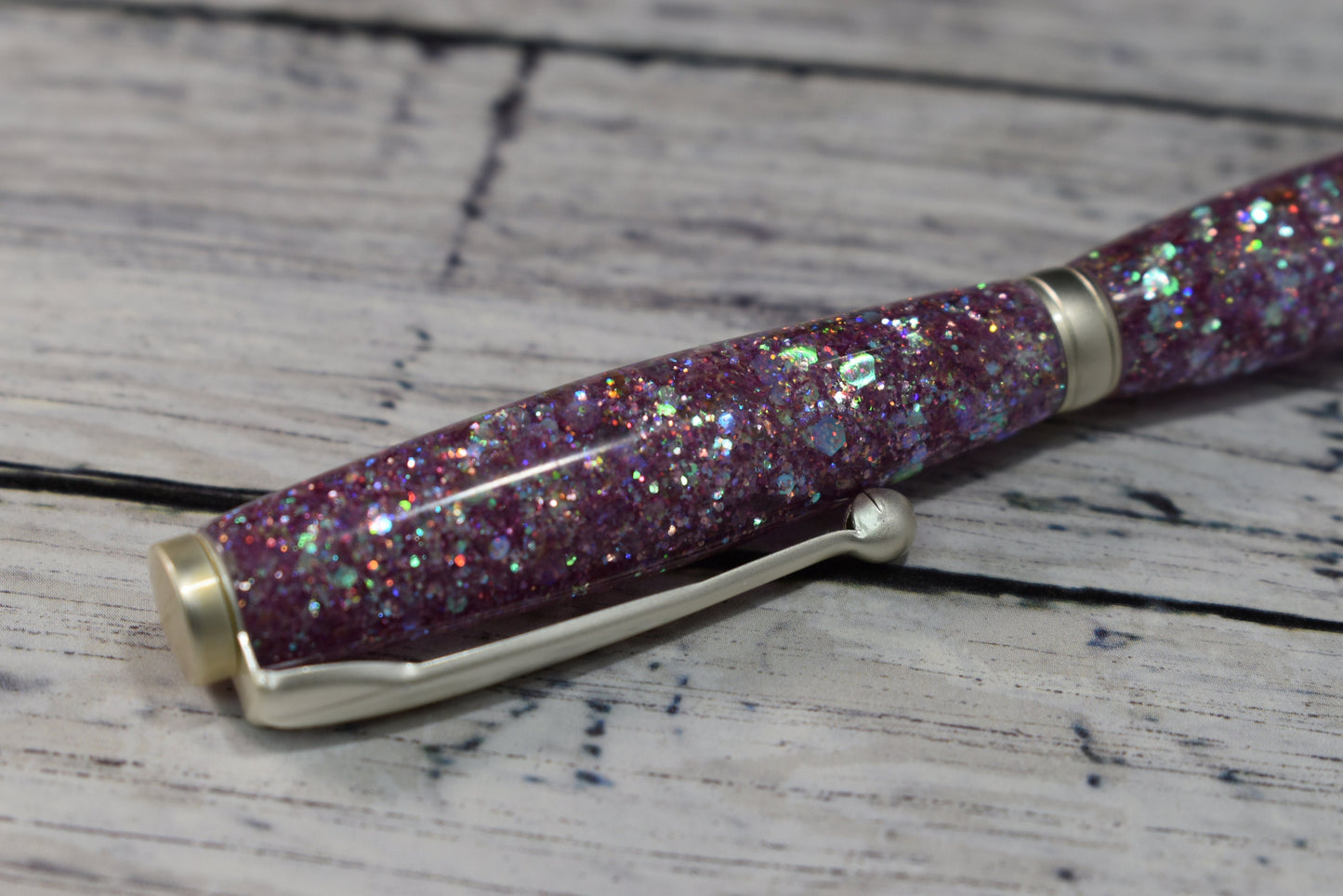Pink Holographic Opal Glitter Mix Ballpoint Pen - Personalization Optional - Blessed Bear Boutique