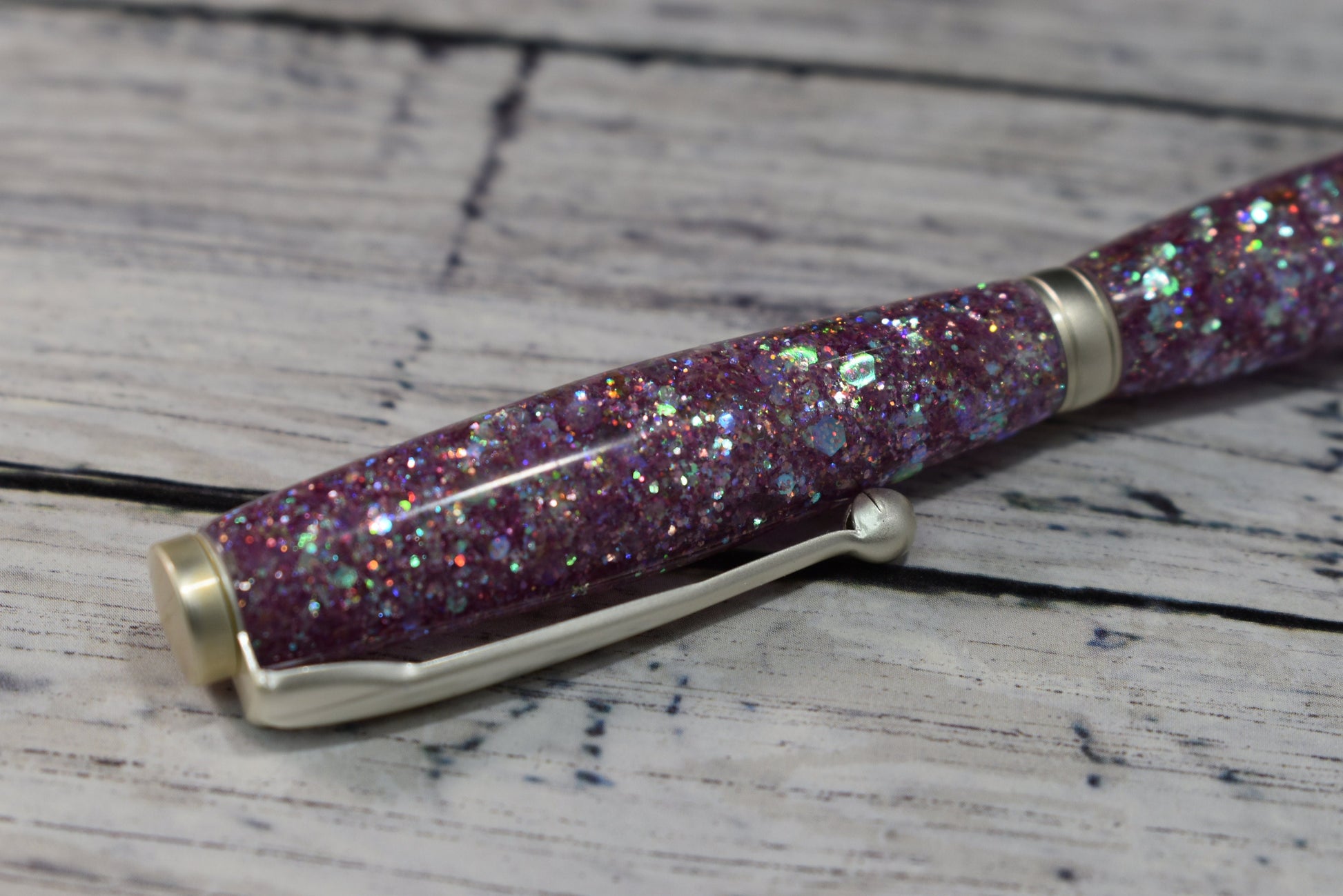 Pink Holographic Opal Glitter Mix Ballpoint Pen - Personalization Optional - Blessed Bear Boutique