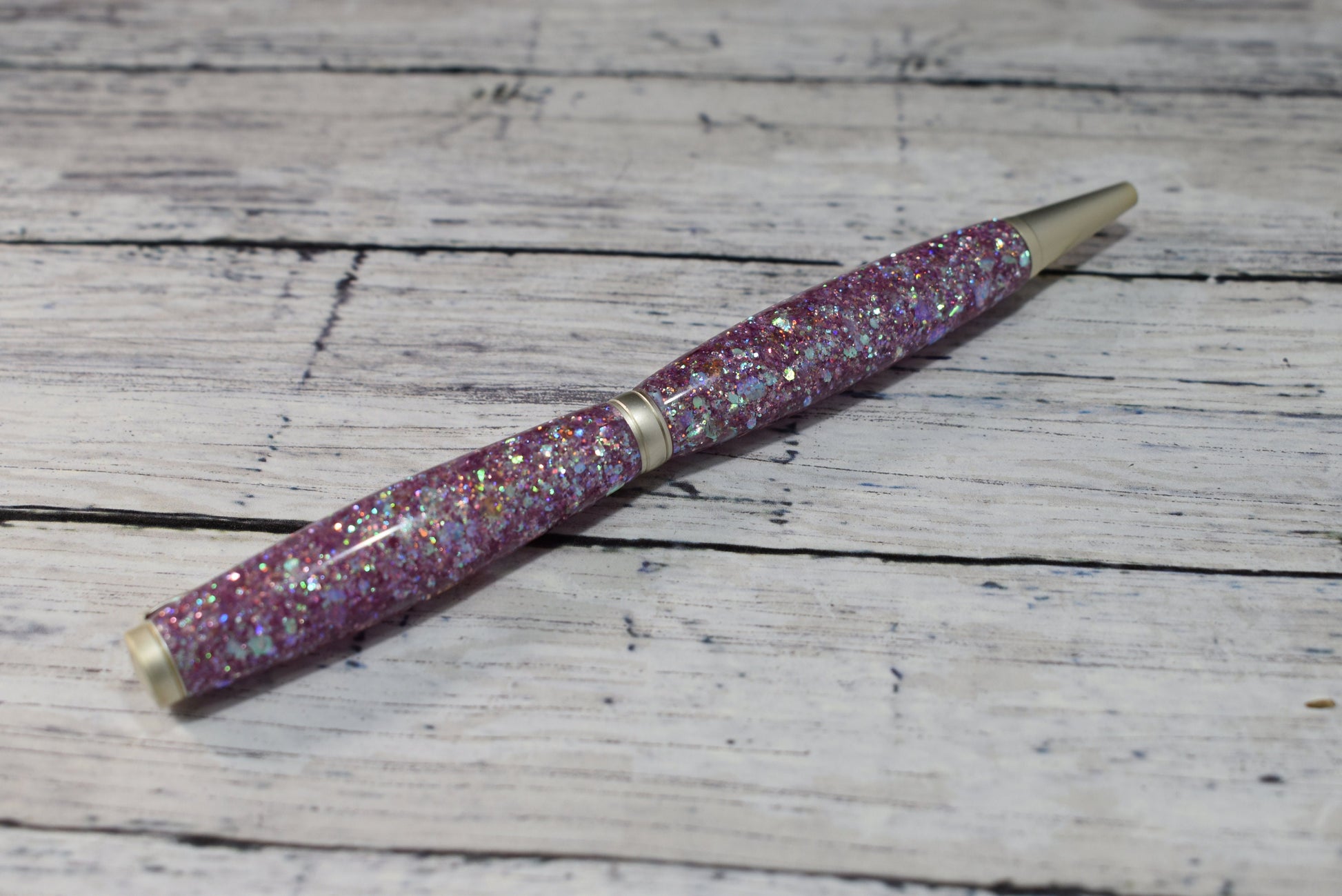 Pink Holographic Opal Glitter Mix Ballpoint Pen - Personalization Optional - Blessed Bear Boutique