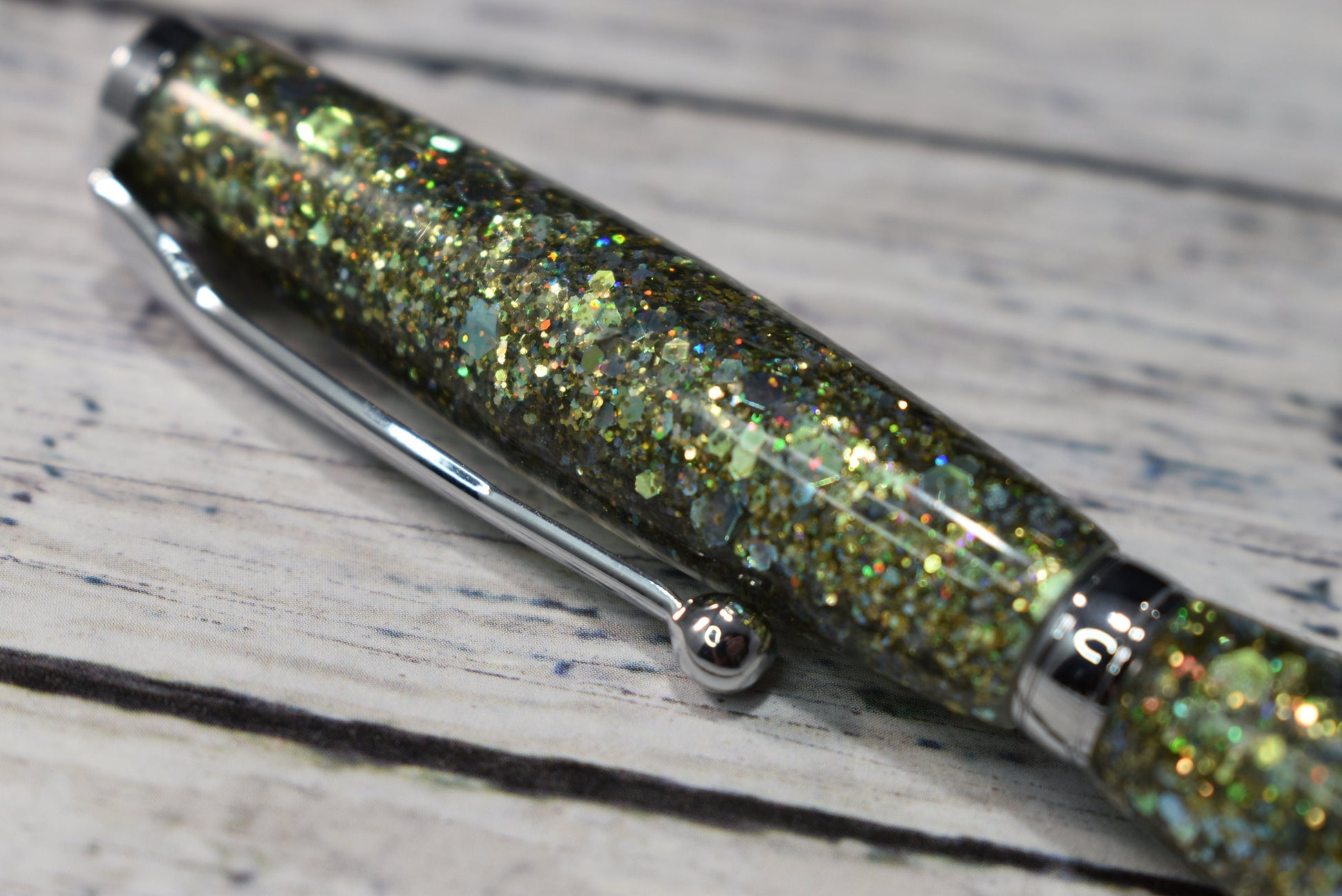 Green Holographic Opal Glitter Ballpoint Pen - Blessed Bear Boutique