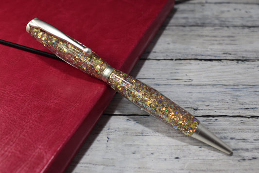 Yellow Gold Holographic Opal Glitter Mix Ballpoint Pen - Blessed Bear Boutique