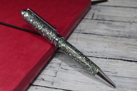 Grey Holographic Opal Glitter Mix Ballpoint Pen - Personalization Optional - Blessed Bear Boutique