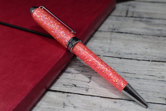 Coral Glitter Ballpoint Pen - Personalization Optional - Blessed Bear Boutique