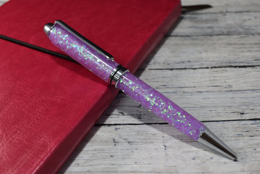 Purple Opal Mix Glitter Ballpoint Pen - Personalization Optional - Blessed Bear Boutique