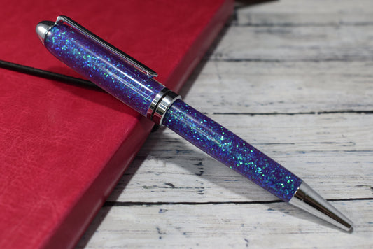 Purple and Blue Mix Glitter Ballpoint Pen - Personalization Optional - Blessed Bear Boutique