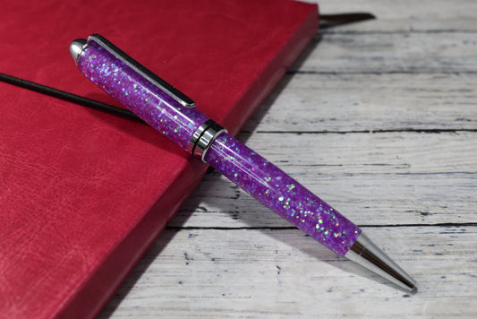 Purple Opal Mix Glitter Ballpoint Pen - Personalization Optional - Blessed Bear Boutique