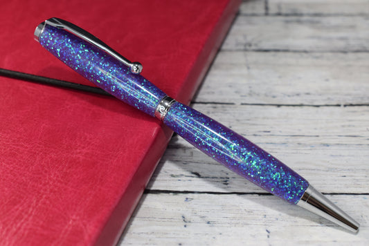 Purple and Blue Chameleon Glitter Ballpoint Pen - Personalization Optional - Blessed Bear Boutique