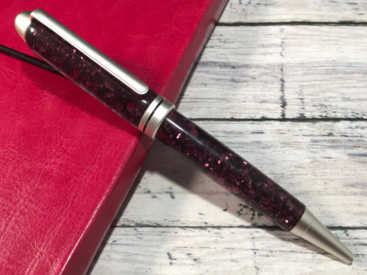 Maroon Glitter Ballpoint Pen - Personalization Optional - Blessed Bear Boutique