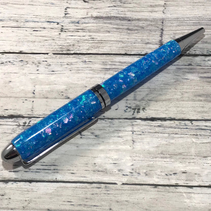 Blue Opalescent Glitter Ballpoint Pen - Personalization Optional - Blessed Bear Boutique
