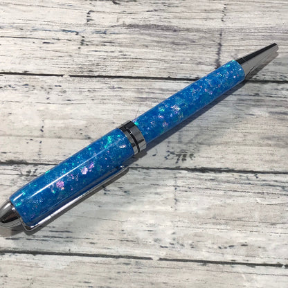 Blue Opalescent Glitter Ballpoint Pen - Personalization Optional - Blessed Bear Boutique