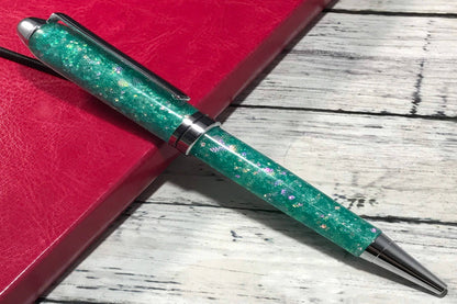 Teal Opalescent Glitter Ballpoint Pen - Personalization Optional - Blessed Bear Boutique