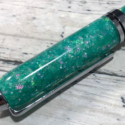 Teal Opalescent Glitter Ballpoint Pen - Personalization Optional - Blessed Bear Boutique