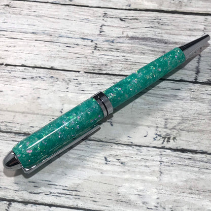 Teal Opalescent Glitter Ballpoint Pen - Personalization Optional - Blessed Bear Boutique