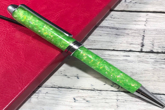 Green Opalescent Glitter Ballpoint Pen - Personalization Optional - Blessed Bear Boutique