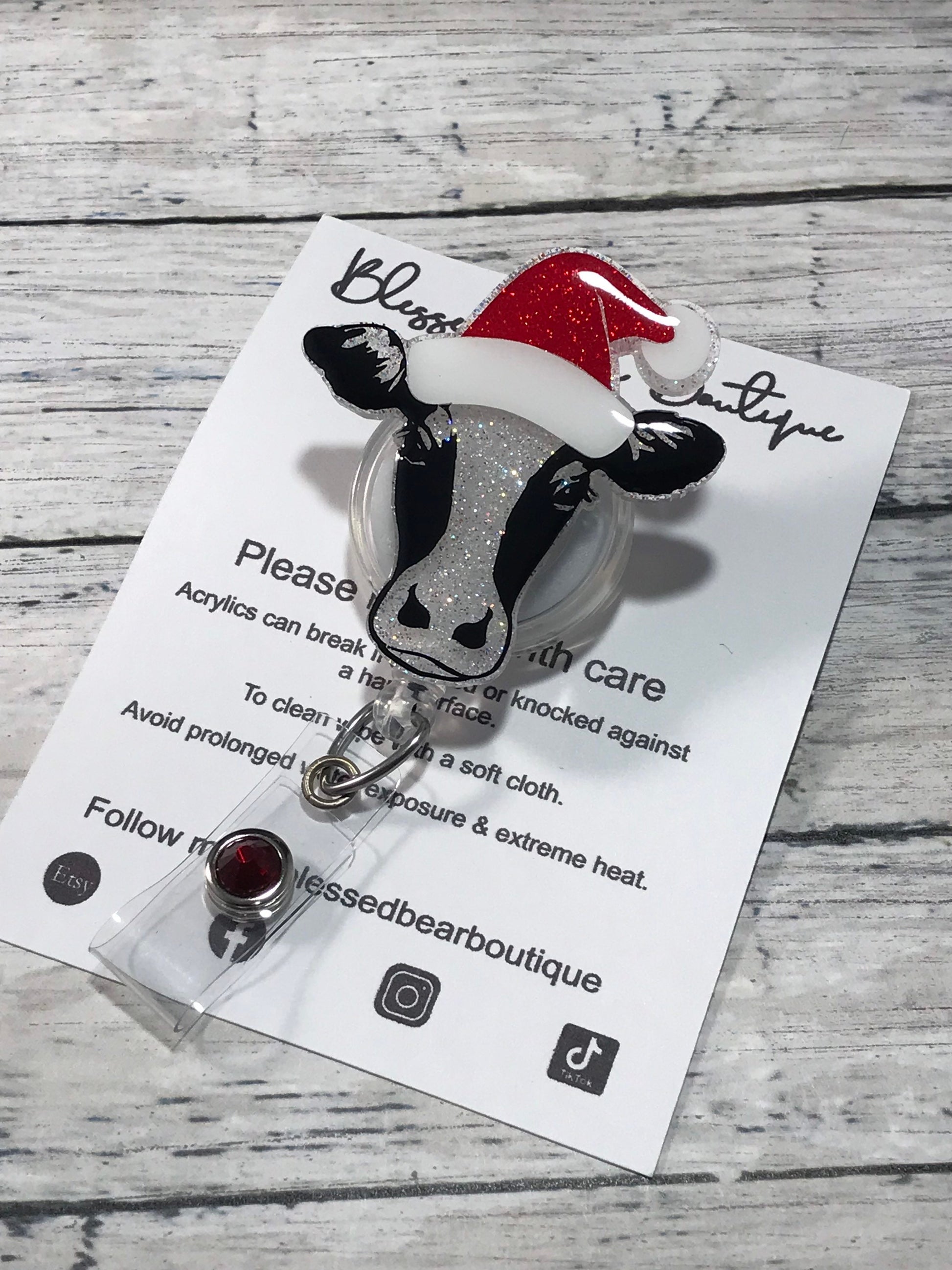 Mooey Christmas Cow Badge Reel - Blessed Bear Boutique