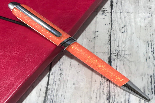 Orange Glitter Ballpoint Pen - Personalization Optional - Blessed Bear Boutique