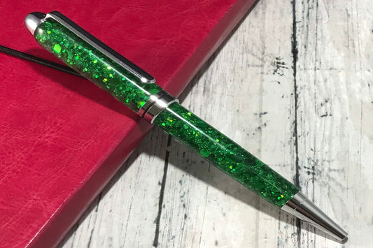 Emerald Green Glitter Ballpoint Pen - Personalization Optional - Blessed Bear Boutique