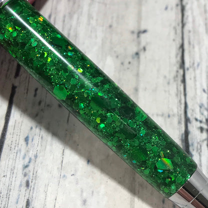 Emerald Green Glitter Ballpoint Pen - Personalization Optional - Blessed Bear Boutique