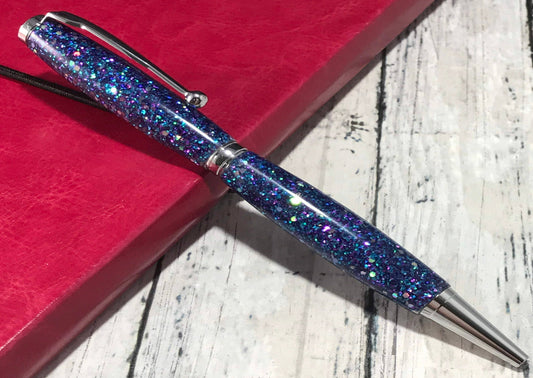 Blue and Purple Glitter Ballpoint Pen - Personalization Optional - Blessed Bear Boutique