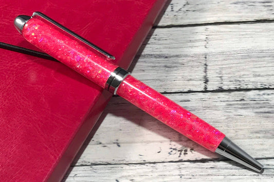 Pink Opalescent Glitter Ballpoint Pen - Personalization Optional - Blessed Bear Boutique