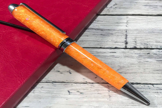 Orange Opalescent Glitter Ballpoint Pen - Personalization Optional - Blessed Bear Boutique