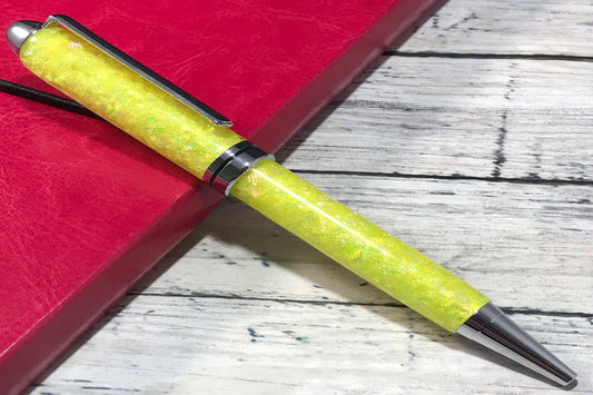 Yellow Opalescent Glitter Ballpoint Pen - Personalization Optional - Blessed Bear Boutique