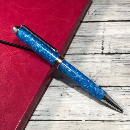 Blue Opalescent Glitter Ballpoint Pen - Personalization Optional - Blessed Bear Boutique
