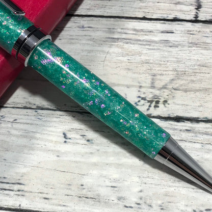 Teal Opalescent Glitter Ballpoint Pen - Personalization Optional - Blessed Bear Boutique