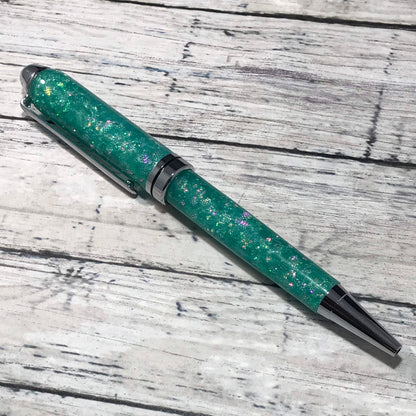 Teal Opalescent Glitter Ballpoint Pen - Personalization Optional - Blessed Bear Boutique