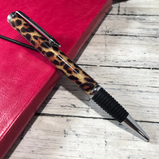Leopard Print Glitter Ballpoint Pen - Blessed Bear Boutique